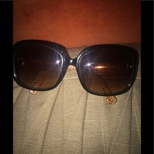 Coach Sunglasses with case; dark brown w. Hearts.